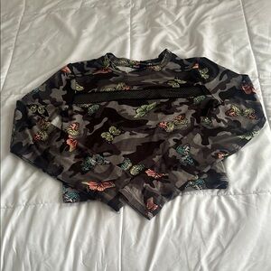 Stitches Pink and Black Graphic Crop Sweatshirt